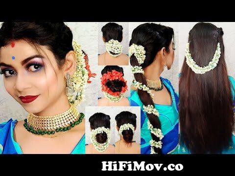 Gajra hairstyles for Karwachauth Durgapuja Diwali specialtraditional  looks|easy Gajra hairstyles| from chuler beni india hp Watch Video -  