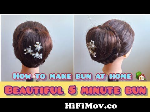 simple and easy bun hairstyle using clutcher | bun hairstyle tutorial | bun  hairstyle for long hair| from khopa hairstyle Watch Video 