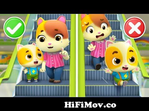 Baby Takes the Escalator | Safety Tips for Kids | Cartoon | Nursery Rhymes  | Kids Songs | BabyBus from pm karachi bas robot Watch Video 