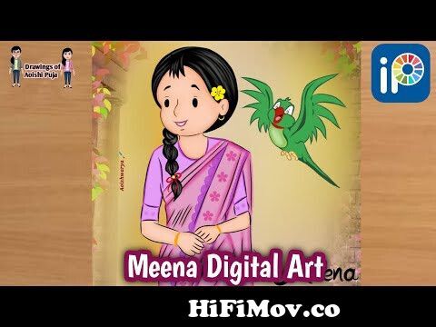 DrawingsofAoishiPuja #shorts #meena How to draw Meena | Meena Cartoon |  Drawings of Aoishi Puja from মিনারাজু ক¦ Watch Video 