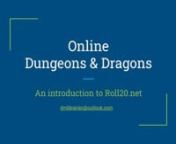 In its 46-year history, Dungeons &amp; Dragons has never been more popular, and the current Covid-19 crisis has done nothing to slow its growth. Gamers in local communities and all over the world all still gathering online to participate in fantastic adventure stories.nnPresented by Robert Carter, Massachusetts youth librarian. Robert will introduce you to the basics of using Roll20.net and Discord to conduct your online role-playing games. Roll20.net is a sophisticated piece of web-sharing soft