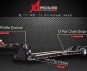 Jim Hawk Truck Trailers is offering new XL Specialized 110 HDG - 55 Ton Mechanical detach trailers. We will be selling these units at a special overstocked sale pricing. Please contact your local Jim Hawk dealer or check us out at www.jhtt.com, for more details.nnListed Specs:nn13’ low profile scraper style gooseneck with 2 place KP for use on a 3 or 4 axle trucknnWide self aligning V-trough where neck attaches to decknn26’ clear level deck with stub in crossmembers in outer baysnnHeavy duty