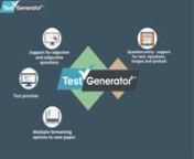 Test Generator++/Question paper Generator Software allows you to create online test with the criteria that you want. You can create test for cbse ,JEE main and more.nfor more-http://www.techior.com/question-paper-generator.html