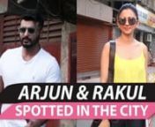 Arjun Kapoor and Rakul Preet Singh were spotted at a studio in Bandra. The Pagalpanti actress looked adorable in a yellow top with bell-bottom jeans. She paired it with sunglasses. Arjun Kapoor donned a pair of black ripped jeans with a simple white tee. Rakul Preet Singh can be seen carrying what looked like a script.