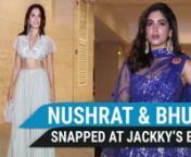 Nushrat Bharucha was spotted at Jackky Bhagnani&#39;s Diwali party and she looked absolutely stunning in a white maxi skirt and crop top. She was seen posing with Tahira Kashyap who donned a yellow striped dress. Bhumi Pednekar also arrived at the event with her twin sister, Samiksha Pednekar. They both also donned traditional clothes. Ekta Kapoor who was also at the event opted for a pink and green sharara suit.