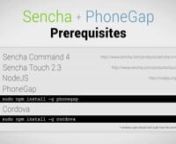 Here we give you an overview of the new Cordova &amp; PhoneGap Support in Sencha Command 4. We look specifically at building a Sencha Touch 2.3 application with Cordova support then again with PhoneGap support. We also look at Sencha Commands PhoneGap Build integration to allow for Cloud building which will remove the need for local native development.nWe really hope you find these features as exciting as we do, and we cannot wait to see what applications you come up with! Please hit up the foru