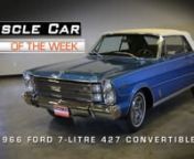 https://www.facebook.com/pages/Muscle-Car-Of-The-Week/155673761263376nnThis episode features another super-rare car from the Brothers Collection, a 1966 Ford 7-Liter 427 4-speed convertible! The 7-Liter came with a 428 V8 under the hood, but just 2 people opted for the high-performance R-Code dual-quad 427 to power their 7-Liter convertibles, and this is one!