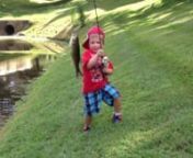 Turned my back for 2 seconds to find my 4yr old nephew with my rod reeling in his very first catch totally by himself. The apple doesn&#39;t fall far.
