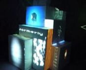This was the final project for a class I taught at UC Denver, in the Fall of 2012. We called it Tower of Babel, and it was a Projection Mapping project, nFine 4500/4510/5500 Kinetic/Advanced/Graduate Sculpture, College of Arts and MediannStudents built the structure, custom projector mounts for 3 projectors, did the custom mapping to the structure, and created all the projected imagery and sound components using a variety of tools including Mad Mapper, Quartz Composer, Max/MSP, VDMX, Processing,