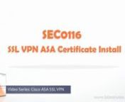 The video get you started on SSL VPN on Cisco ASA with certificate installation. You will learn how to generate a Certificate Signing Request (CSR) on the ASA, submit it to your Certificate Authority (CA), and import the signed certificate back to the ASA. Installing a trusted certificate should be your first step of implementing SSL VPN to save users from unnecessarily encountering certificate warnig.
