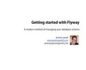 A 10 minute introduction to getting started with the Flyway schema migration framework for Java.Learn how to create your first migration, make it idempotent, and run it all in under 10 minutes.