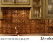 It&#39;s amazing how much beauty a tin backsplash can add to a kitchen or bar when it is so easy to install! In this short video from American Tin Ceilings - https://www.americantinceilings.com - we explain how to install tin or copper backsplashes. Once you see just how easy it is to dramatically improve your space, be sure to visit our website and peruse the 50 tile colors including our beautiful aristan finishes. Best of all, these tin and copper backsplashes are so easy to clean! Check them out