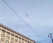 During Ukraine&#39;s 23d Independence Day celebration a flag was blown by the wind. It was flying for several minutes up in the air over the crowds. Then it landed on the formation of Ukrainian soldiers who took part in the Anti-Terrorists Operation.