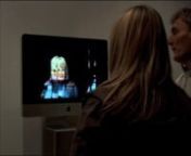 This movie documents the physical gallery space, highlighting the realtime audience interaction with the image on display. The audience, as performer, is being keyed into the museum sourced art images. As the audience entered the lit space they saw themselves projected into the movie playing on the iMac monitors, having their bodies and faces tattooed by the overlaid movie and distorted by the differing time zones. As their bodies continued to move around the exhibition space the display monitor