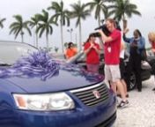 Nations Used Car Destination - http://www.OffLeaseOnly.comnnSelena Barrera thought she was accompanying her foster mother Twiler Smith to Off Lease Only’s Lake Worth car lot on Wednesday to get a battery for an automatic car door opener.nnInstead, the soft-spoken 20-year-old got the surprise of her life: A donated blue 2005 Saturn Ionto drive to her classes at Palm Beach State College.nnFor Barrera, who spent five years in foster care, moved 10 times in eight years and struggled with school