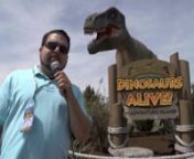 Jim Shaheen cautiously engages in a conversation with Jorge the T-Rex at Cedar Point.