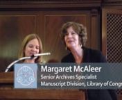 In this video, Laura Kells and Meg McAleer, both Processing Archivists at the Library of Congress, describe their workflow for processing manuscript collections, with special focus on how to arrange and describe chaotic collections in order to make them usable by researchers. This session was part of the 2015 ATALM off-site pre-conference workshops and tours held at the Library of Congress in Washington, DC on September 10, 2015.