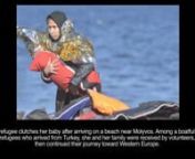 Photographer Paul Jeffrey chronicles the journey of hope of refugees from Syria, Afghanistan, North Africa, and elsewhere as they traveled through Europe in 2015.nPhoto Captions:n01: Helped by volunteers, a refugee disembarks from a rubber raft onto a beach near Molyvos, on the Greek island of Lesbos. n02: A Greek volunteer waves at a refugee boat in the Aegean Sea, directing it toward a safe place to land on a beach near Molyvos.n03: Refugees land on a beach near Molyvos. Local and internationa