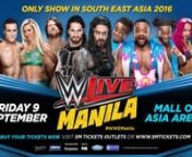 WWE returns to the Philippines with WWE LIVE MANILA® on Friday, 9 September at the Mall of Asia Arena.nnTickets for WWE LIVE MANILA® are on sale now and can be purchased online at www.smtickets.com; by calling the SM Tickets customer hotline at +632 470 2222; or by visiting any SM Tickets outlet.nnFans attending WWE LIVE MANILA will be able to see their favorite Superstars including WWE World Heavyweight Champion™ Roman Reigns™, WWE Tag Team Champions™ The New Day™; WWE Women’s Champ