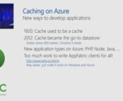 The Microsoft Azure Redis Cache must be the fourth or fifth generation of a hosted cache service on Azure. This time, an open-source solution has been embraced: Redis. In this session, we’ll see that it’s more than just an in-memory cache system we can use in our applications. Let’s explore what Redis is, what the different data types are and why we should care. And once we grasp how Redis stores its stuff, we’ll delve into how we can use it to its fullest extent: searching the key-value