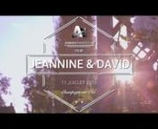 JEANNINE &amp; DAVID &#124; WEDDING TEASER &#124; 11-07-2015 &#124; AENARIA PRODUCTIONnn♡ Discover the trailer of Jeannine &amp; David’s wonderfulwedding! ♡n♥ Découvrez le trailer du merveilleux mariage de Jeannine &amp; David ! ♥n------------------------------------------------------------------------------------------------nAENARIA PRODUCTION &#124; From great moments to the greatest memoriesn------------------------------------------------------------------------------------------------nWebsite : http