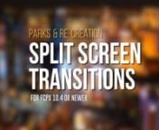 7 FCPX transition package available at https://bretfx.com/product/split-screen-transitionsnnor try one transition FREE https://bretfx.com/product/split-screen-transitions-freennRe-Create the Parks and Recreation intro in FCPX with your own footage! Parks and Re-Creation Split Screen Transitions is a fun and quirky set of 7 transitions for FCPX 10.4 or later in the style of the famous Parks and Recreation TV show open. Use them straight up as transitions, with or without text/titles, or place the