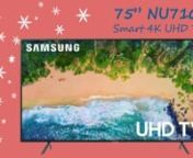 Samsung 75” UHD HDR 4K LED Smart TV NU7100 2018 ModelnnExperience movies in a new way with this 75-inch Samsung television. The UHD Engine optimizes even the lowest quality content for 4K resolution to produce crisp images, and Game Mode minimizes lag, so you can keep up with the competition. The slim design of this Samsung television provides a modern look.