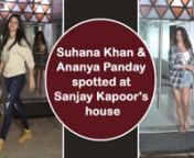 Shah Rukh Khan and Gauri Khan&#39;s darling daughter, Suhana Khan who was currently in the news for graduating from Ardingly College at Sussex, London is back in the city. Last night, Suhana was spotted with her BFF Ananya Panday outside Sanjay Kapoor&#39;s house. Dressed in a sweatshirt paired with ripped jeans, Ananya looked casually cool. Suhana, on the other hand, kept it cool in a checkered shirt and teamed up with a white top and shorts. The girls were all smiles while getting snapped by the shutt
