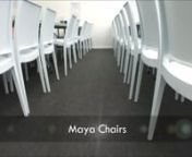 Our modern style white Maya chairs are perfect for temporary professional events. Made from a moulded and durable toughened plastic, these chairs are stackable and so are easy to both transport and also manoeuvre into position once on site at your venue. They offer a comfortable seating solution, not requiring the use of a cushion or seat pad, assuming that your guests won&#39;t be seated for hours on end. Imagine a player lounge at a prestigious sporting event, a temporary cafe area within a large