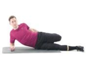 Lie on your side, grasp your top foot, and pull your heel toward your buttocks while keeping your chest up.