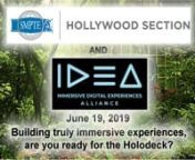 You have seen how Hollywood imagines the Holodeck. It has been envisioned on Star Trek and other films. Join us and meet the companies and engineers who are building it. The Immersive Digital Experiences Alliance will tell us how do they plan to get there and how you can get involved.nYou will not want to miss this one.nFounding members include Light Field Lab, Visby, OTOY Inc, Cable Labs.nABOUT: Immersive Digital Experiences AlliancenImmersive Digital Experiences Alliance, a 501c6, not for prof