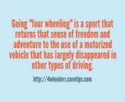 Visit our website to read more about 4 wheelers:nhttp://4wheelers.coretips.com/four-wheeler.phpnnAlso more tips on 4 Wheelers:nnTaking Your Four Wheeler ATV Off The Roadtnhttp://4wheelers.coretips.com/four-wheeler-atv.phpnnFour Wheeler nhttp://4wheelers.coretips.com/four-wheeler.phpnnFour Wheeler Covertnhttp://4wheelers.coretips.com/four-wheeler-cover.phpnnFour Wheeler Partstnhttp://4wheelers.coretips.com/four-wheeler-parts.phpnnFour Wheeler Racingtnnhttp://4wheelers.coretips.com/four-wheeler-ra