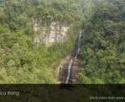 Drone aerial footage view flying over waterfall cliff in the middle of the forest tress jungle - eastern cape Transkei and wild coast.nnThis stock video is available for licensing from major stock video agencies. For best rates, purchase and download a full resolution version without a watermark directly from Africa Rising here: https://www.africarising.tv/downloads/african-stock-video-drone-footage-waterfall-in-forest-wild-coast-transkei-south-africa-2/