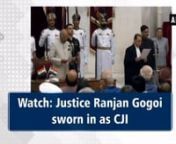 New Delhi, Oct 03 (ANI): Justice Ranjan Gogoi on Wednesday was sworn-in as the new Chief Justice of India (CJI) at the Rashtrapati Bhavan. He is the 46th Chief Justice of the country. Gogoi was administered the oath by President Ram Nath Kovind. CJI Gogoi is the first CJI from the North-East and his tenure will end in November next year. Gogoi has also been heading a bench in the apex court that is monitoring the preparation of the National Register of Citizens (NRC) in his home state Assam. He