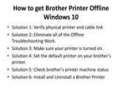 Like to Troubleshoot the error of Brother Printer Offline Windows 10. Only follow the steps for Fix Brother Printer Offline Windows 10 posted on the blog. We offer online support in Printers Errors for any issue.nnMain BLOG - https://www.printererrorsupport.com/blog/brother-printer-offline-windows-10/