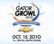 Growl is in its 87th year at University of Florida. Hosted by Florida Blue Key, Gator Growl is produced by more than 500 student volunteers, making it the largest student-run pep rally in the world. Each year, Gator Growl is held the night before the Homecoming football game. World-renowned musical and comedic talent such as Bill Cosby, Jerry Seinfeld, Robin Williams, Jay Leno and Lynyrd Skynyrd have performed for the University of Florida community to enjoy. This past year Growl featured perfor