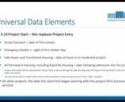 A short training video that provides an overviews of the 2017 HUD HMIS Data Standards changes. nTo download the PowerPoint Slides from the video, visit this page:nhttp://hmismn.org/s/2017-HMIS-HUD-Data-Standards-Changes-PPT.pdfnTo download the supplemental guide, visit this page: http://hmismn.org/s/2017-HUD-HMIS-Data-Standards-Changes-Supplemental-Doc.pdf