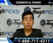 Go to: https://www.tonyspicks.com The Dallas Cowboys will battle Houston Texans in an NFL pro football preseason game Thursday August 31st, 2017. NFL pick prediction odds will have the home side Dallas Cowboys favored. Watch it on a delay on NFL Network. NFL pick prediction Cowboys at Texans is available now and sent fast to preview readers who follow the below info. nnStart Time: 8PM ETnnLocation: DallasnnDate: Thursday August 31st, 2017nnTV: NFL NetworknnBetting Preview:Dallas improves to