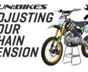 A step by step guide on how to adjust your chain on a M2R Dirt or Pit Bike.nnFunBikes have a huge range of the latest models of petrol dirt &amp; pit bikes straight off the dirt tracks. We have some of the best looking models available (if we do say so ourselves) all built using the latest high spec parts. Dirt and pit bikes are an increasingly popular choice here at FunBikes and they are incredibly fun to ride so make sure you don’t miss out.nnFOR MORE INFO OR TO BUY PLEASE VISIT www.funbikes