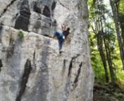 Alexandru Popa abandons a clip attempt and tries to grab the draw before he barn doors off Yellow Stone (7a+/b 5.12a/b) at the Lespezi sector of Moroieni in Romania.nnNew Weekend Whipper every Friday on http://www.rockandice.com/. Go there!