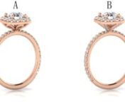Custom Rose gold 1 ct round diamond halo engagement ring Version A &amp; B