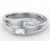 Choose silver or gold to have this clean and contemporary Double Baguette Bypass Ring created as a unique, personalized gift. Two baguette cut birthsones offset each other on a tapered bypass band that can be engraved both on top, beside the gemstones, and inside the base.