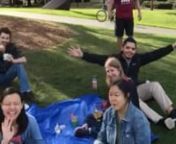A video of our Stanford students at a picnic waving at the camera and then Maliaka catches a Stanford football
