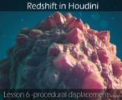 Hello Everyone,nnIn this video we&#39;ll take a look at procedural displacement in Redshift. We&#39;ll also take a look at building a SSS based shader and doing some basic color grading using the Camera controls in redshift. In the end we&#39;ll also look at adding DOF to the render and also using a custom Bokeh Map.nnthe file can be downloaded from the link given below.nhttps://www.dropbox.com/s/m0l2ub5i4ypxuif/lesson6.rar?dl=0nnregardsnRohan Dalvinwww.rohandalvi.net