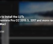 Download cinematic LUTs: https://luts.iwltbap.comnnA quick video tutorial about how to install and use the LUTs in Adobe Premiere Pro CC 2015.3 / 2017 and more recent, on Mac, using the Lumetri effect and panel.nnIMPORTANT NOTE: Adobe recommends to load the LUTs only via the