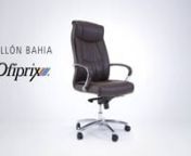 El sillón de oficina Bahía forma parte de la línea de sillas ejecutivas de Ofiprix. Estas sillas ejecutivas destacan por su bonito diseño y su amplia variedad de combinaciones. Están disponibles en blanco o negro y en piel o símil de piel (polipiel). Podrás escoger la combinación que mejor se adapte a tu estilo. Piel o polipiel, blanco o negro. ¡Tú decides tu estilo!nnVisita nuestra web y escoge el modelo que más te guste en http://www.ofiprix.com/sillas-de-oficina/sillones-de-oficina