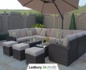 Indulge yourself and experience the ultimate in luxury and comfort whilst relaxing in your garden. The Ledbury 34, rattan corner sofa with a rectangle GAS fire-pit dining table, seats twelve people in ultimate comfort and is new to our luxury outdoor furniture collection for 2017.nnThe high quality dining table is not only a beautiful and focal centrepiece for your garden but is also very practical. The table has a heat adjustable stainless steel gas fire-pit, the flames emerge from the crushed