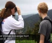 http://gsmit.org/event/smokies-scavenger-huntnnGrab a group of friends, family or co-workers and test your Smokies knowledge! If you’re up for the challenge, you’ll be hiking, talking to park rangers, looking for clues and working as a team to answer about 75 questions related to Great Smoky Mountains National Park and Tremont. The team with the most points wins a spot on our Hunt Hall o’ Fame plaque and bragging rights for a full year. Additional prizes vary from year to year.nnThe hunt r