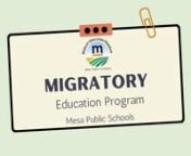 Learn more about the Mesa Public Schools Migrant Program. Mission, vision, and purpose.nLinks to the videos that we suggest seeing:nMigrant Education Program Title I part Cnhttps://www.youtube.com/watch?v=MWe5pcavv3Q&amp;t=128snThe life of a migrant familynhttps://www.youtube.com/watch?v=LG3qtwme6Ro&amp;t=2snShafter High football players work in fields to help parents pay billsnhttps://www.youtube.com/watch?v=JSfBFkOnQg4nnLink to our website:nhttps://www.mpsaz.org/title_1/migrant/nnnn--- --- ---