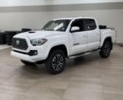 View photos and more info at: https://app.cdemo.com/dashboard/view/report/20220913vrtbozbw. This is a White 2020 Toyota Tacoma TRD Sport Review Sherwood Park AB - Sherwood Park Toyota with 6-Speed M/T transmission White color and Black interior color.(Uploaded by DataDriver).